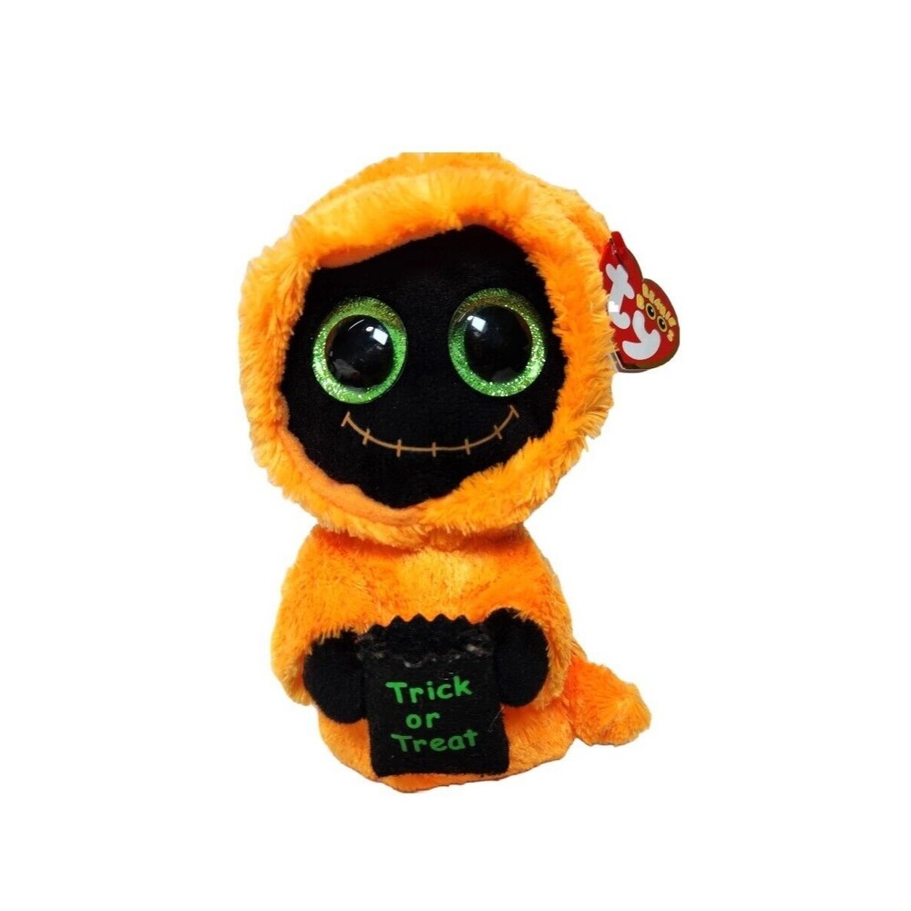 Ty Beanie Boos Seeker 6" Orange Reaper Ghoul Halloween Plush Heart &Tush Tag
